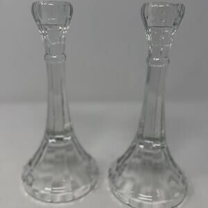 Crystal Clear Candleholders 8" Tall x 1 1/4" Top x 3 1/4" Bottom‎